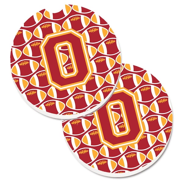 Carolines Treasures Letter O Football Cardinal and Gold Set of 2 Cup Holder Car Coaster CJ1070-OCARC - main
